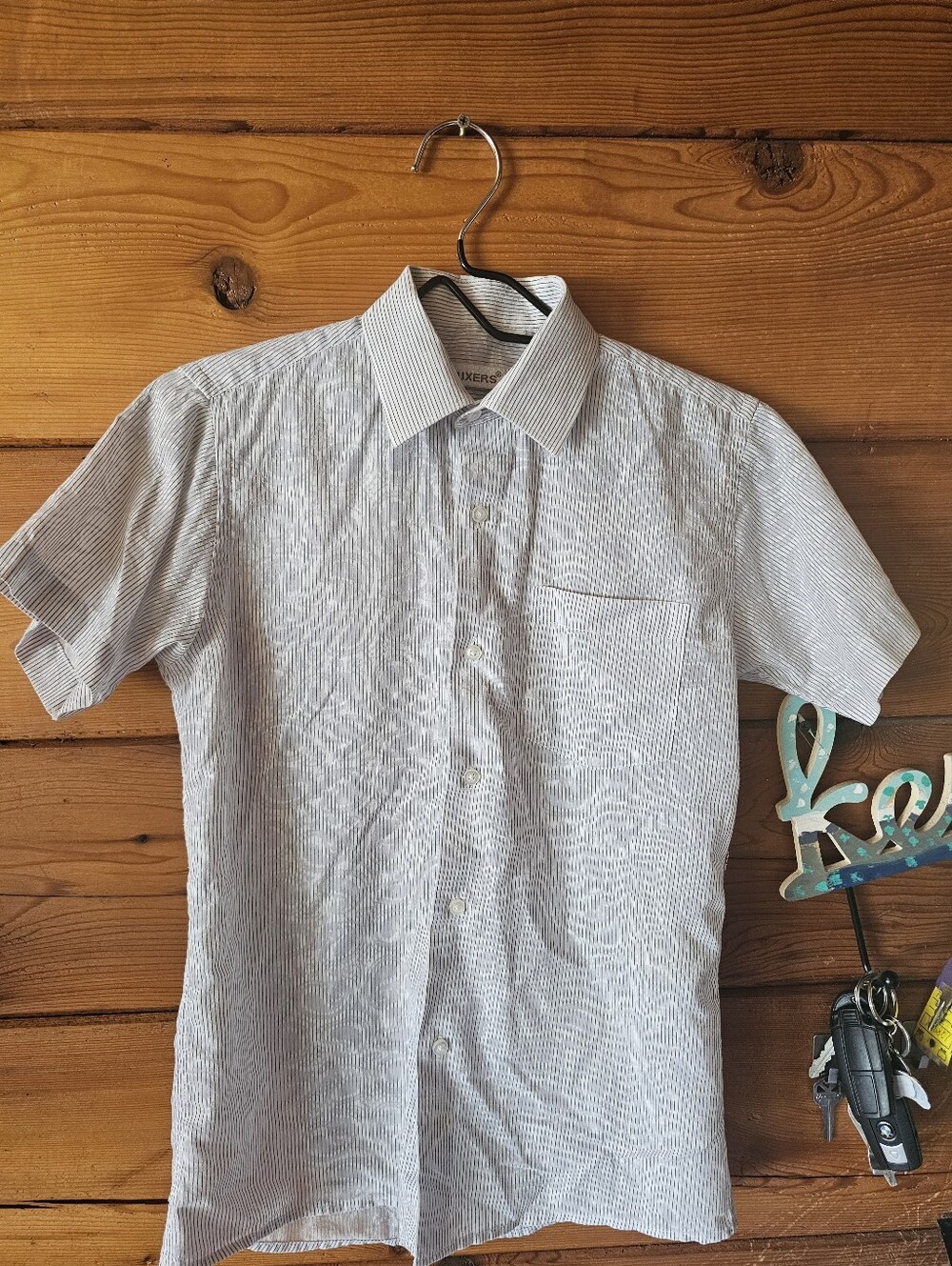 Boys Short Sleeve Button Down Shirt Pinstripe Paisley Size 10-12 Breathable